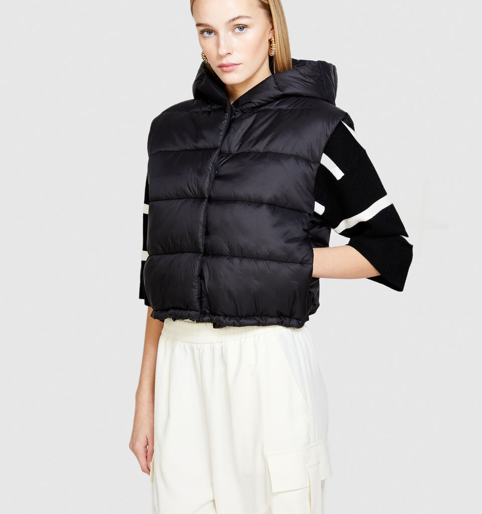 Sleeveless jacket with hood - null - Black | Sisley image number 4